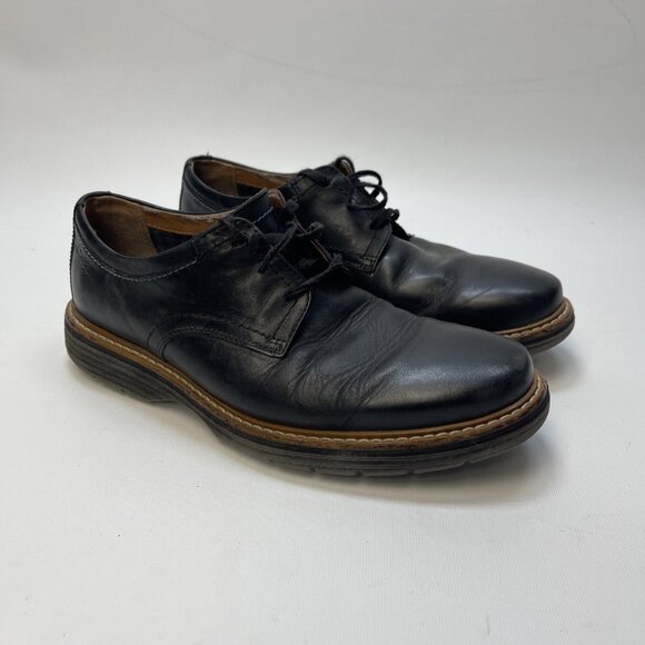 Clarks Black Leather Oxford Formal Dress Shoes Men Sz 8 US Dark Academia Preppy - Picture 1 of 14